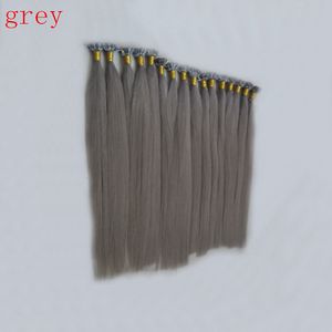 Straight Machine Made Grey Virgin Hair Pre Bonded Keratin Kapslar Hår 100g Nail U Tips Hårförlängningar