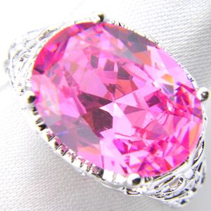 Luckyshine 925 Sterling Silver Plated Rings Oval Pink Kunzite Women Wedding Jewelry Rings Russia American Holiday Party