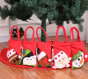 Christmas Tote Torba Posiadacze Prezent Wakacje Nowy Rok Sprzyja Cukierki Torba Santa Reindeer Snowman Prezent Torby Obecne Wrap Non-Woven Red Xmas Dekory