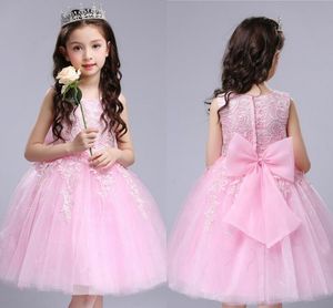 High Quality New Lace Children Dresses White Pink Collar Back Bow Free Freight Dresses HY083
