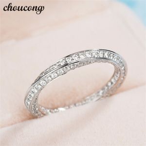 Choucong Endless Cross Ring wokół Diamond Real 925 Sterling Silver Engagement Wedding Band Pierścienie dla kobiet Mężczyźni Bijoux