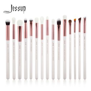 Jessup Pearl White / Rose Gold Professional Makeup Brushes Set Make Up Brush Tools Kit Eye Liner Shader Natural-syntetiskt hår