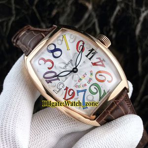 New Crazy Hours 8880 CH 5NE Color Dreams Automatic White Dial Mens Watch Rose Gold Case Leather Strap Gents Sport Watches