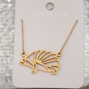 Everfast 10pc/Lot Origami Hedgehog Pendants Maxi Colar Simple Stainless Steel Charms Chokers Necklaces Women Girls Kids Loved Gift SN081