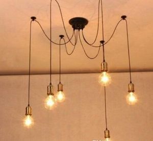 E26 E27 Corda in rame Droplight Vintage Net Spider Buckingham Lampadario Plafoniere Creative Bar Fata Lampada a sospensione