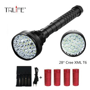 28xT6 Portable Super Bright Tactical Flashlight,High 50000 Lumens Spotlight Searchlight Indoor/Outdoor With 4pcs*26650