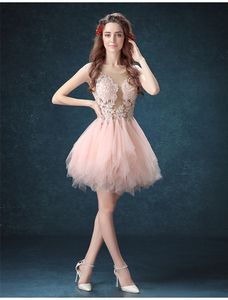 Summer Banquet Short Poncho Skirt Lace Applique Party Cocktail Dress Dew Deep V Back School Dance Prom Dresses HY1804