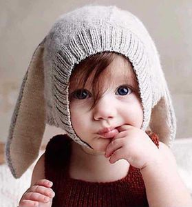 Cute Baby Knitted Crochet Animal Rabbit Ear Beanie Hats Children's Autumn Winter Wool Caps Creative Knit Hat