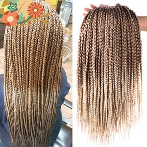 Synthetic Ombre Black Gray 3S Small Box Braids Crochet Hair Extensions 24 Roots 18" Micro Crotchet Braiding Hairstyles