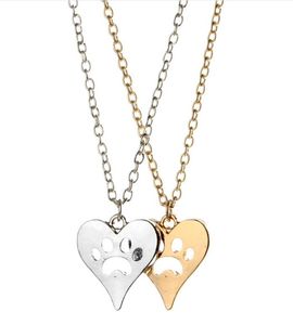 Du lämnade din Paw Prints på mitt hjärta Halsband Räddningshund Katt Silver-Tone Paws Print Halsband Pet Lover Smycken