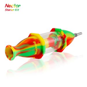 Wholesale titanium nails for smoking for sale - Group buy Glass Bong Oil Rig Waxmaid Nector Silicone Glass Nectar Collector With Titanium Tip Nail Dab Straw Dab Rigs Smoking Pipe