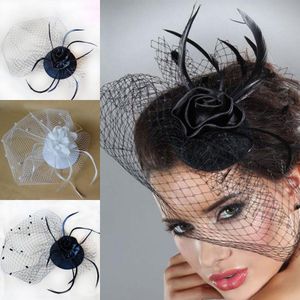 2018 Hot Cheap Bridal Veil Accessories White Black Feathers Hat Clip Accessories For Christmas Party Wedding Dresses Hair Wear