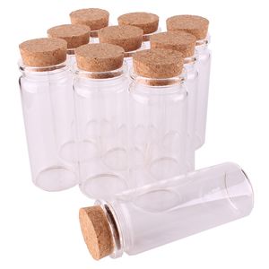 24pcs 37*65*27mm 65ml Mini Glass Wishing Bottles Tiny Jars Vials With Cork Stopper wedding gift