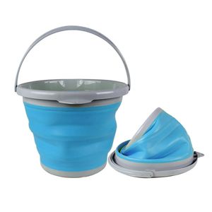 Icke-toxisk färgglad silikon Collapsible Drum för camping 5L Folding Water Bucket Silicone Ice Beer Wine Bottle Barrel Hink Container