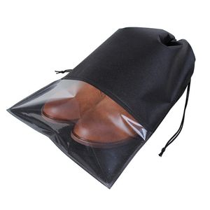 3 Colors Non Woven Shoes Storage Bag Slipper Drawstring Bag Shoes Storage Bag with Transparent Window