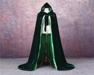 Velvet Cloak Gothic Wicca Robe Medieval Witchcraft Larp Cape Okładki Kurtki