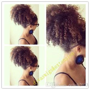 Kinky Curly Ponytail för svarta kvinnor Naturliga Afro Curly Non Remy Hair 1 Piece Clip In Ponytails 100% Human Hair 14Inch 120g