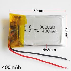 802030 3.7 V 400 mAh ai polimeri di litio LiPo batterie ricaricabili potere delle cellule per Mp3 MP4 cuffie DVD GPS telefono cellulare fotocamera psp giocattoli