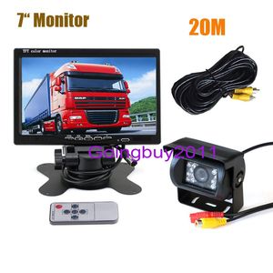 12V-24V Car Rear View Kit 18 LED Reversing Backup Camera + 7" LCD Monitor for Bus Truck & 20m video Cable