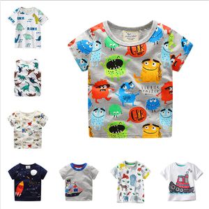 Roupas de bebê 2018 Infantil Crianças Meninos T-Shirt Tops de Manga Curta Dos Desenhos Animados Padrão Camisa Crianças Meninos Colete Macio Roupas de Verão Um Pcs Para 1-6 T