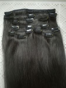 عرض الترويج 70G 100G 120G 140G 160G مقطع REMY مستقيم في تمديد الشعر البشري Black Brown Blonde لاختيار اللون 14 26 DHL مجانًا