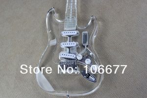 Kostenloser Versand Neue Ankunft Top Qualität Acryl Gitarre F ST Custom 4 Arten von LEDs Elektrische Gitarre Fabrik Gitarre