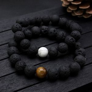10mm Lava Stone Energy Healing Strands Beads Charm Bracelet For Men Women Prayer Stretch Yoga Jewelry