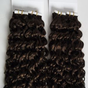 Kinky Curly Human Hair Extensions Taśma w włosach 40 sztuk taśma w rozszerzeniach włosów ludzkich 100g