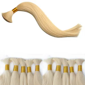 Elibess Human Hair Bulk Ingen inslag obearbetad toppkvalitet Indisk peruansk brasiliansk rak hårförlängning 300gr Blond 613 Färg