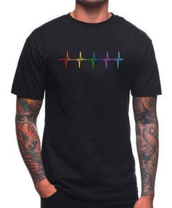 Arco iris del pulso del latido del corazón camiseta lbgt Orgullo Gay Lesbianas camisetas divertidas Tops tee Nueva unisex divertido remata el envío gratuito