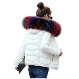 SMFolw Vinterjacka Kvinnor Vinter Värme Dam Jacka Kvinnor Kort stycke Slim Artificiell Fur Collar Stora Yards Kvinnors bomull S18101504