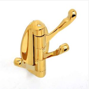 Wholesale hat and coat hooks wall mounted for sale - Group buy Golden Wall Mounted Swing Arm Triple Coat and Hat Robe Hook Solid Metal Hangers