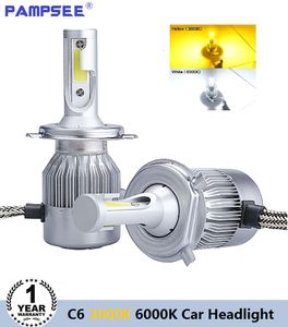 PAMPSEE C6 H7 H4 LED H13 H11 H1 9005 9006 HB3 COB Auto Scheinwerfer Birne Kopf Lampe Nebel Licht weiß 6000 K 3000 K gelb