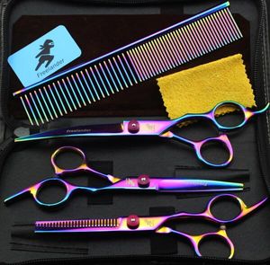 Pets Colorful Plating 4pc/1lot Pet Grooming Scissors Straight Cut Set Sending Comb