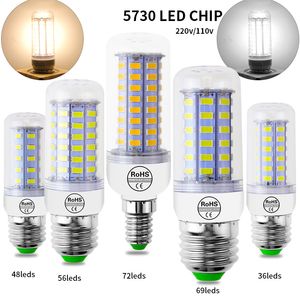 LED-lampor SMD5730 E27 GU10 B22 E12 E14 G9-lampor 7W 9W 12W 15W 18W 110V 220V 360 Vinkellampa Corn Light