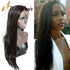 venda por atacado Straight Brazilian Brazilian Cleeless Lace Perucas para Mulheres Negras 10-24inch Cor Natural Renda Frente Lace Long Wigs Human Hair Bellahair 130% 150%