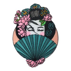 Vacker japansk geisha broderi patch för klädspåsar väska järn på patch 3,9*2,75 tum gratis frakt