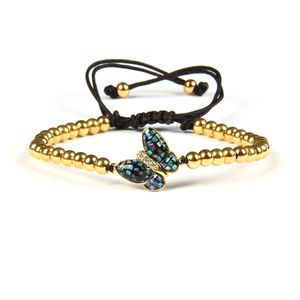 Wholesale the abalone shell for sale - Group buy Jewelry Women Bracelet Clear Cz Abalone Shell Butterfly Ethnic Bangles Bracelet With mm Stainless Steel Beads