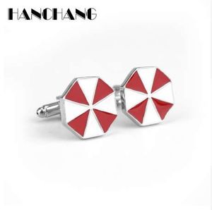 Movie Jewelry Resident Evil Umbrella Corporation Logo Cufflinks Cuff Links for Shirts Suit 1 Pair Cuff Buttons Pins Accessories