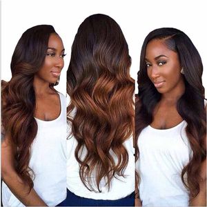Brazilian Ombre Hair Extension Two Tone 4 30# Body Wave Brown Human Hair Weave 3 Bundles Wholesale Colored 18 inch Blondes Hair