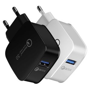 QC 3.0 Wall Charger Qualcomm USB Quick Charge 5V 3A 9V 2A 12V 1.5A Travel Power Adapter Fast Charging US EU Plug for iphone Samsung 50PCS/