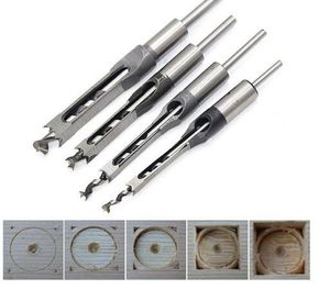 4 SZTUK 6.4mm / 8mm / 9.5mm / 12.7mm Kwadratowy Dziura Morysłodawca Drill Wiertła do obróbki Wiertarki Twist Zestawy Drugnięcia DIY Narzędzia do obróbki drewna