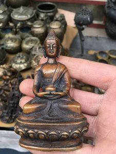 8 cm Buddhist Guru Sakyamuni Buddha Bronze Statue