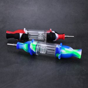 Silicone Collector Kit Concentrado Fumar Mão tubulação de água de vidro com unhas Titanium Dab palha plataformas petrolíferas para a seco Herb Burner Bong