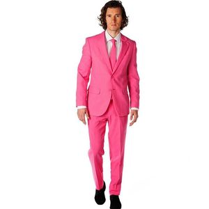 Hochwertiger pinkfarbener Herren-Hochzeits-Smoking, ausgezeichneter Bräutigam-Smoking, Reverskragen mit zwei Knöpfen, zweiteiliger Herren-Blazer (Jacke + Hose + Krawatte) 1365