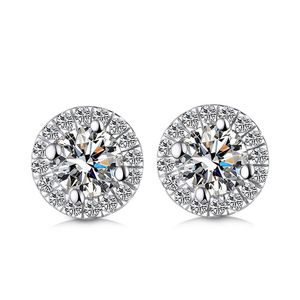 9K, 14K, 18K Gold Stud Round Shape Group Setting D/F Color VVS Clarity Moissanite Stone Earring Beautiful Forever Brilliant