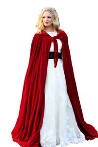 Czerwona podszewka kurtka ślubna okłada ciepłe aksamitne rękawowe kaptura Pałki Halloweenowe kostiumy dla kobiet mężczyzn Cosplay Bridal Cloak S-6xl303g