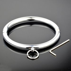 Bondage Lockable Metal Neck Fixation Restraint Collar Stainless Steel Slave Collar Ring #E07