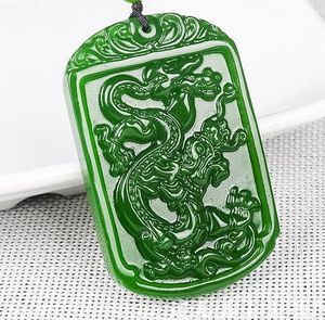 Yeni Doğal Yeşim Çin Yeşil Yeşim Kolye Kolye Muska Şanslı Ejderha Heykeli Koleksiyonu Yaz Süsler