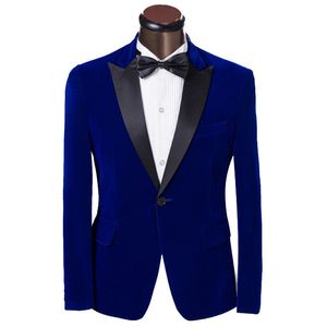 Customize Royal Blue Velvet Men's Wedding Tuxedos Bridegroom Groomsmen Blazer Excellent Men Business Party Prom Suit(Jacket+Pants+BowsTie)